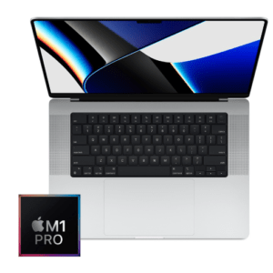 MacBook Pro 16-inch M1 Pro 10-Core CPU, 16-Core GPU - 16GB RAM - 512GB SSD (2021) - Silver - Grade A+ Certified Pre-owned (Low Cycle Count!)