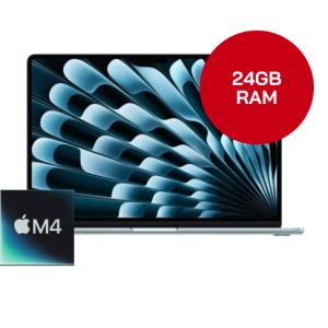 MacBook Air 15-inch M4 10-Core CPU, 10-Core GPU - 24GB Unified RAM - 512GB (2025) - Sky Blue - Grade A+ Certified Pre-owned (Low Cycle Count!)